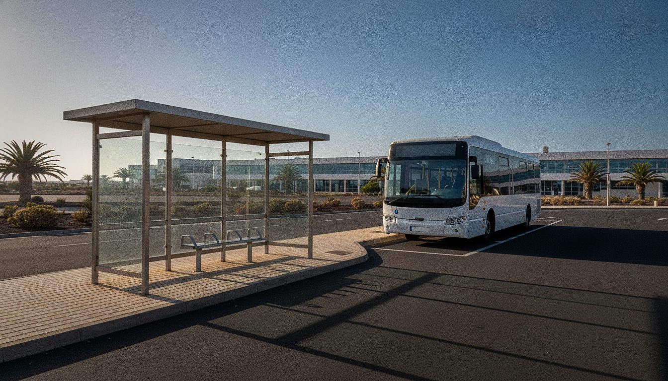 Fermata della navetta per il noleggio auto fuori dal terminal di Tenerife Sud