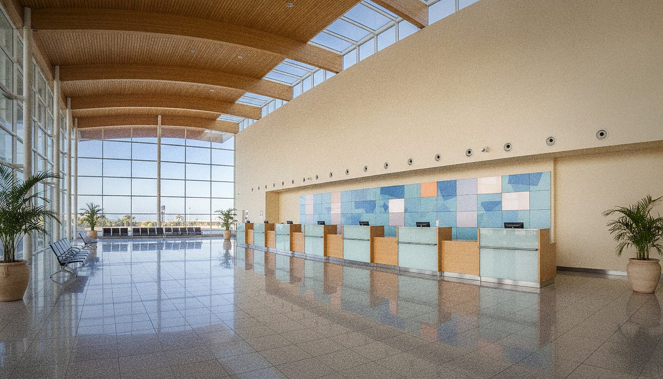 Sportello Hertz nella sala arrivi dell'aeroporto di Tenerife Sud