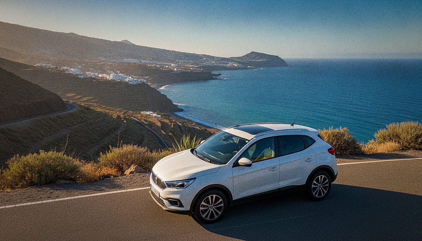 Auto a noleggio con vista sulla costa di Tenerife Sud